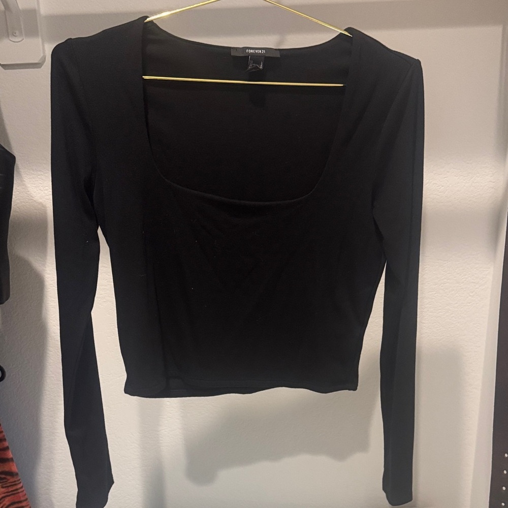 Chic Black Square Neck long sleeve